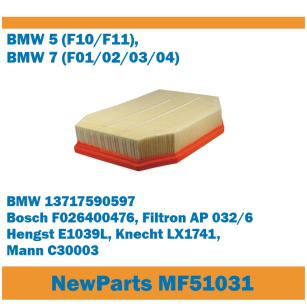 NewParts Filtr powietrza BMW 5 (F10/F11) 7 (F01/02/03/04) zamiennik Filtron AP032/6 MF51031