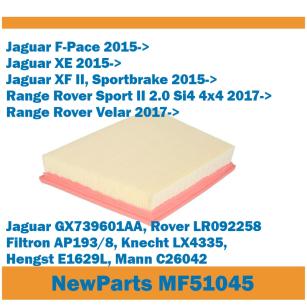 NewParts Filtr powietrza Jaguar F-Pace, XE, XF, Range Rover Velar zamiennik AP193/8 MF51045