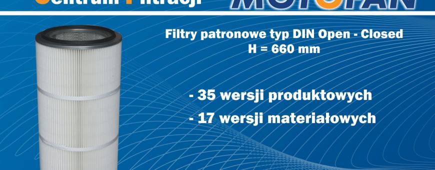 Filtry patronowe DIN Open - Closed o wysokości H=660 mm