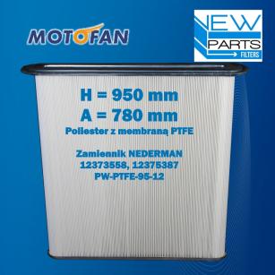 NewParts Patronowy filtr powietrza zamiennik Nederman 12373558, 12375387, PW-PTFE-95-12 MF50090/6