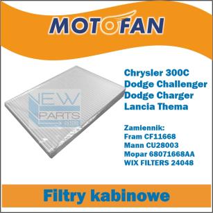 NewParts Filtr kabinowy Chrysler 300 Dodge Challenger Charger Lancia Thema zamiennik 24048 MF90042