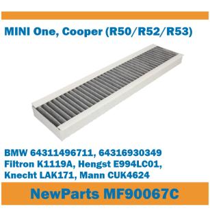 NewParts Filtr kabinowy z węglem aktywnym Mini Cooper, Mini One zamiennik FILTRON K1119A MF90067C