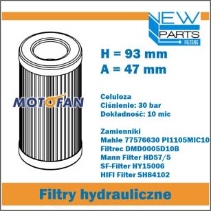 NewParts Filtr hydrauliczny zamiennik 77576630 PI1105MIC10 DMD0005D10B HD57/5 HY15006 SH84102 MF7108