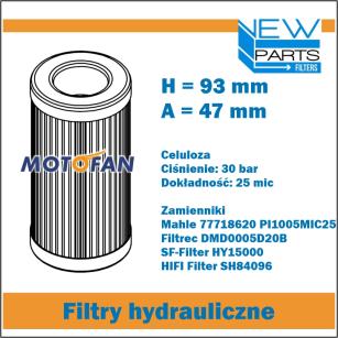 NewParts Filtr hydrauliczny zamiennik 77718620 PI1005MIC25 DMD0005D20B HY15000 SH84096 MF71088/5