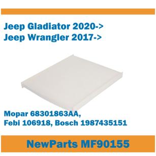 NewParts Filtr kabinowy Jeep Wrangler IV (JL) zamiennik Mopar 68301863AA MF90155