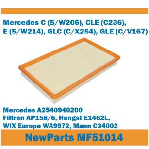 NewParts Filtr powietrza Mercedes C CLE E GLC GLE 2021-> zamiennik Filtron AP158/6 MF51014
