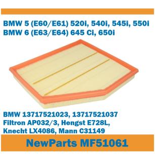 NewParts Filtr powietrza BMW 5 E60 6 E63 zamiennik Filtron AP032/3 MF51061