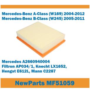 NewParts Filtr powietrza Mercedes A (W169) B (W245) zamiennik Filtron AP034/1 MF51059