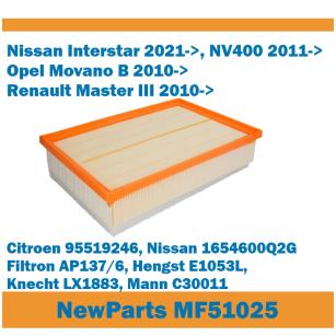 NewParts Filtr powietrza Interstar Movano B Master III zam Filtron AP137/6 MF51025