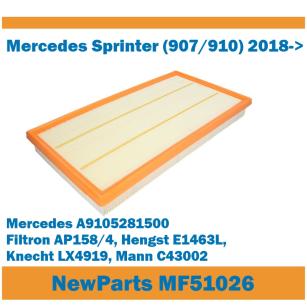 NewParts Filtr powietrza Mercedes Sprinter 2018- zamiennik Filtron AP158/4 MF51026