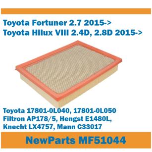 NewParts Filtr powietrza Toyota Fortuner Hilux 2015-> zamiennik Filtron AP178/5 MF51044